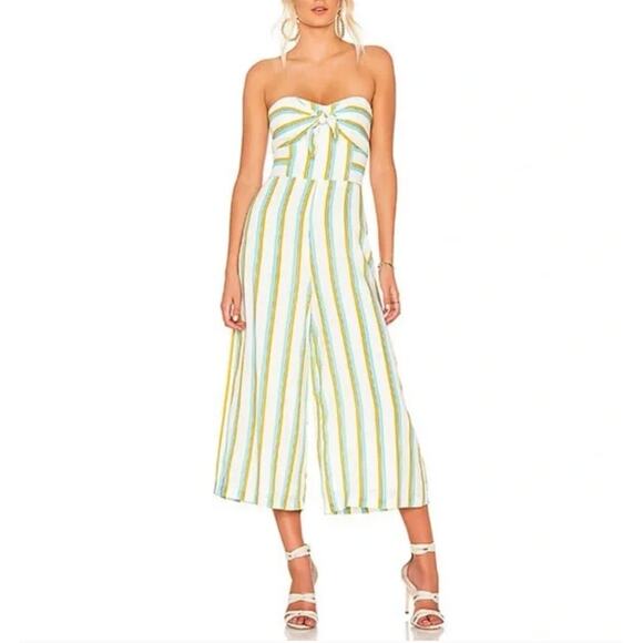 Amanda Uprichard Striped Bow-Front Strapless Crop Wide-Leg Lincoln Jumpsuit S - Picture 2 of 16